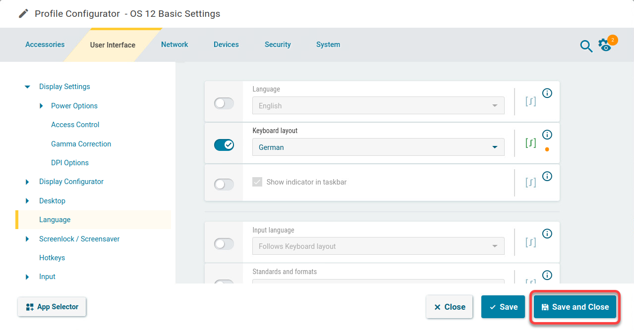 WUMS First Profile Settings