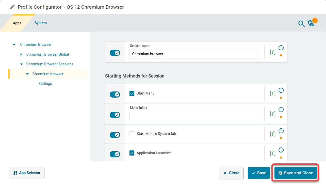 WUMS First Chromium Settings